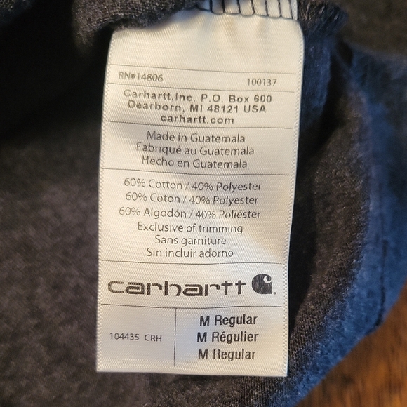 Carhartt Men's Charcoal Long Sleeve Tee Size Medium - Picture 6 of 9